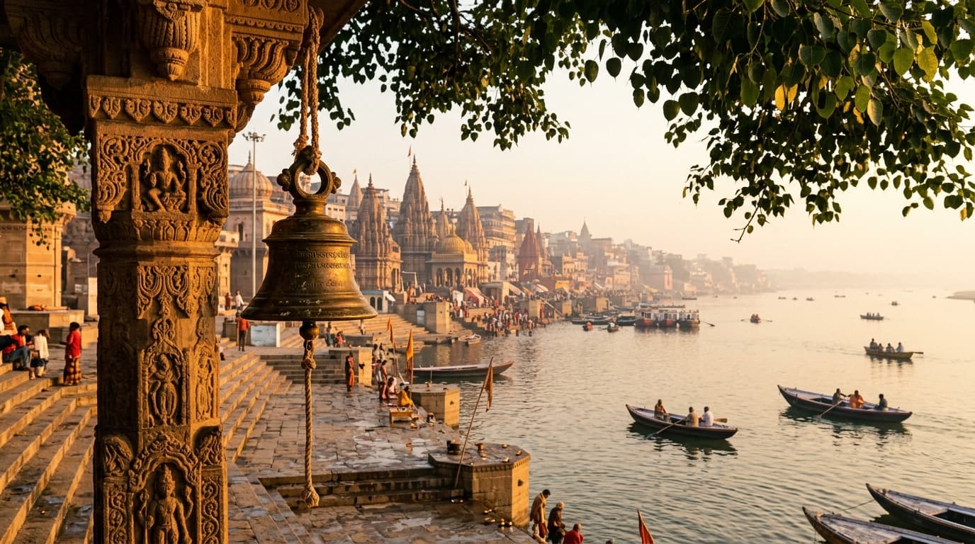 वाराणसी गंगा घाट — स्वर्णिम बेला (Varanasi Ganga Ghat at Golden Hour)